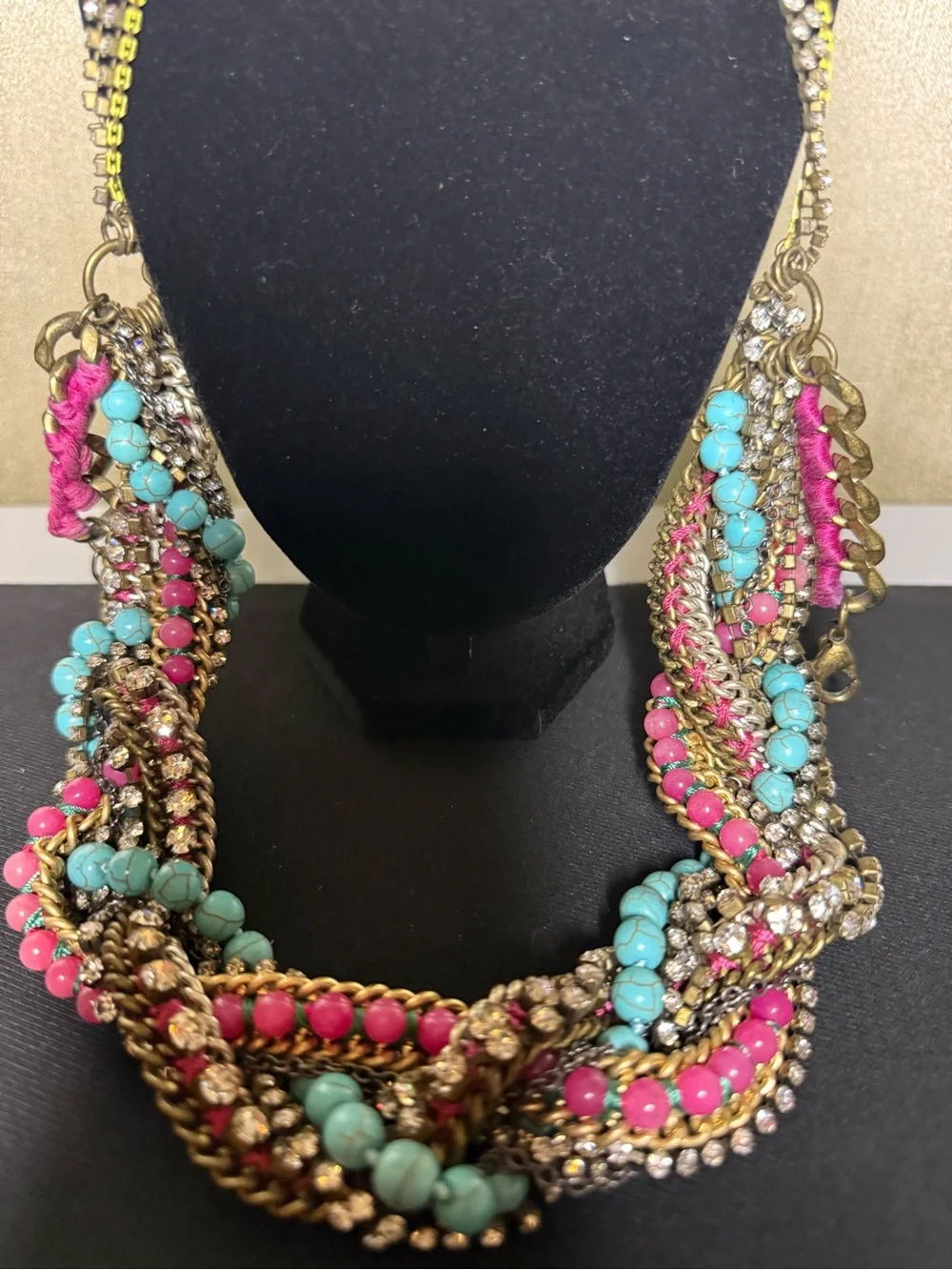 Stella & Dot- Multi-Strand Turquoise & Pink Statement Necklace